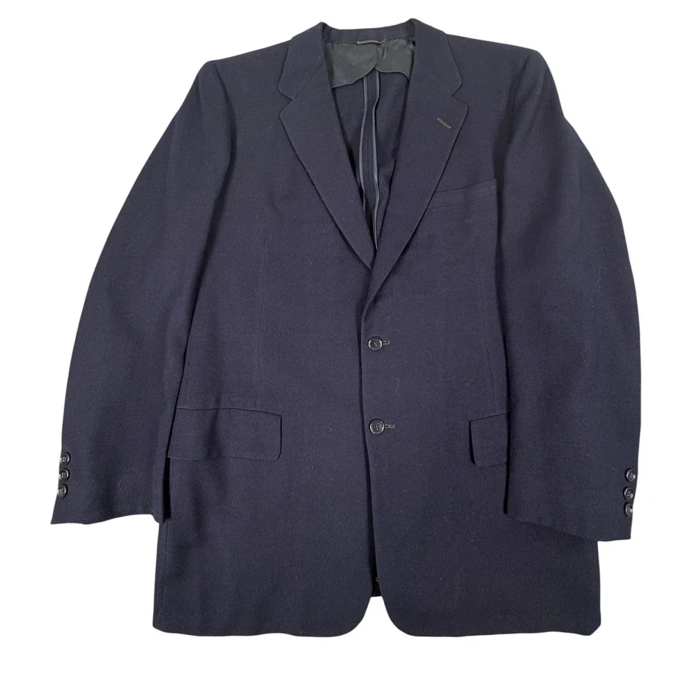1950s Bond Clothes 34X31 2 piece suit Men Navy Blue Wool Professional